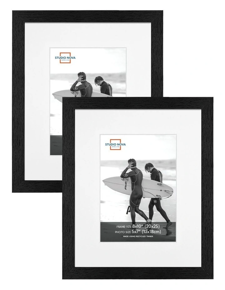 Premium Picture Photo Frame 8x10 to 5x7in Set of 2 in Black