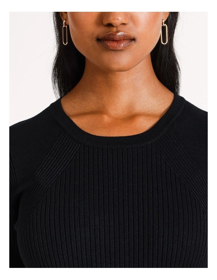 Short Sleeve Pointelle Knit in Black