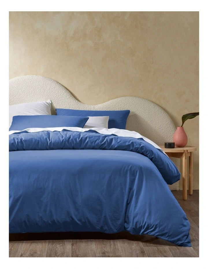 Stonewashed Cotton Quilt Cover Set in Cobalt