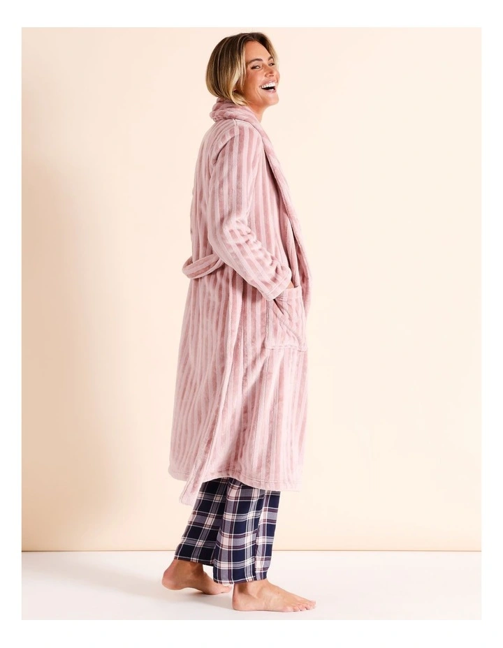 Fleece Long Robe in Pink
