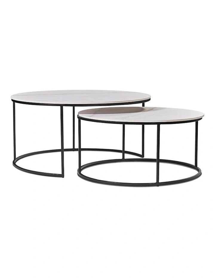 Brandi Nest of 2 Tables 75-90cm in White