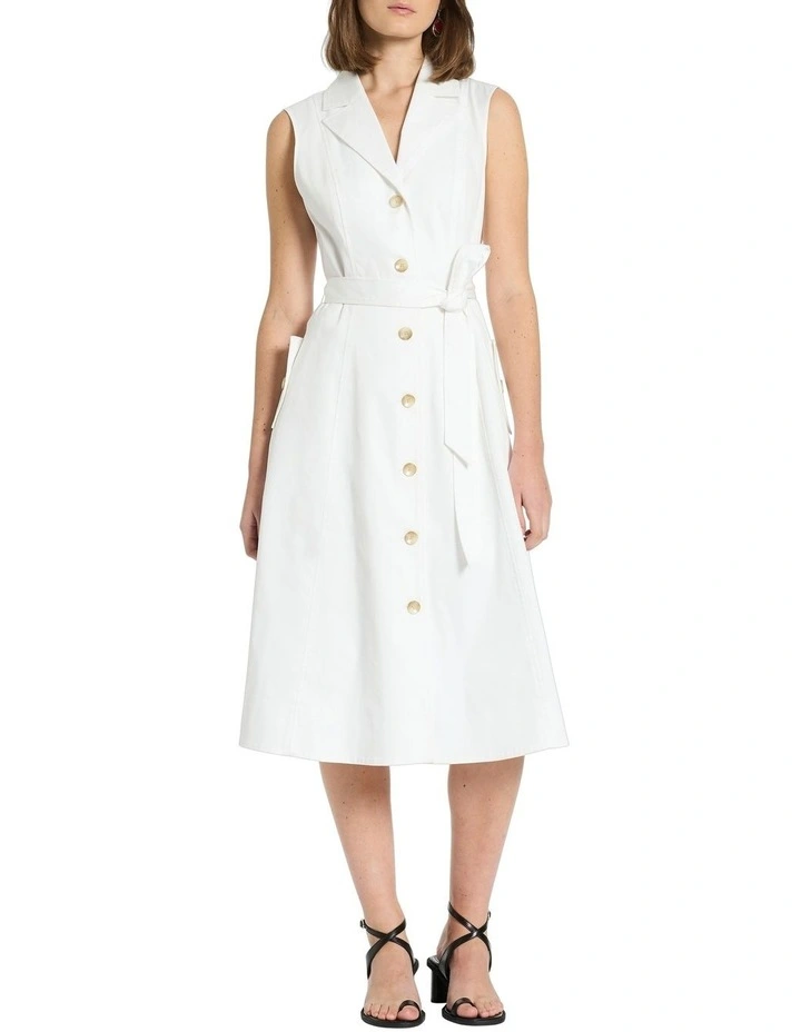 Lidie Button Front Dress in Ivory
