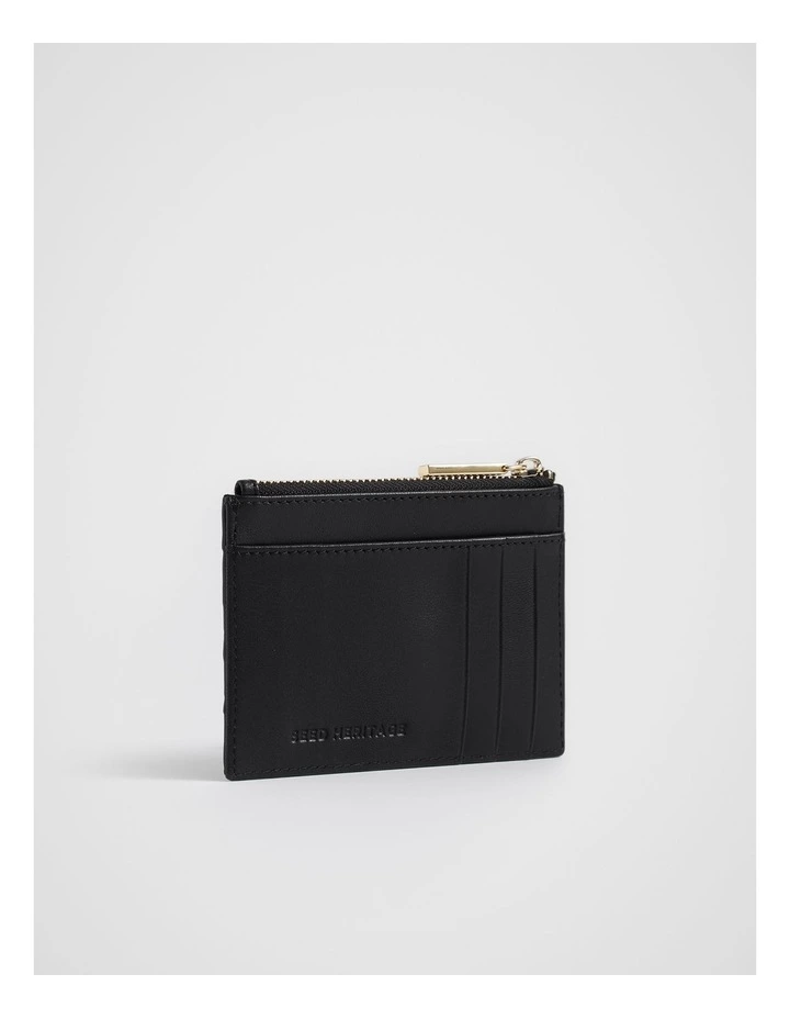 Leather Woven Card Holder in Black