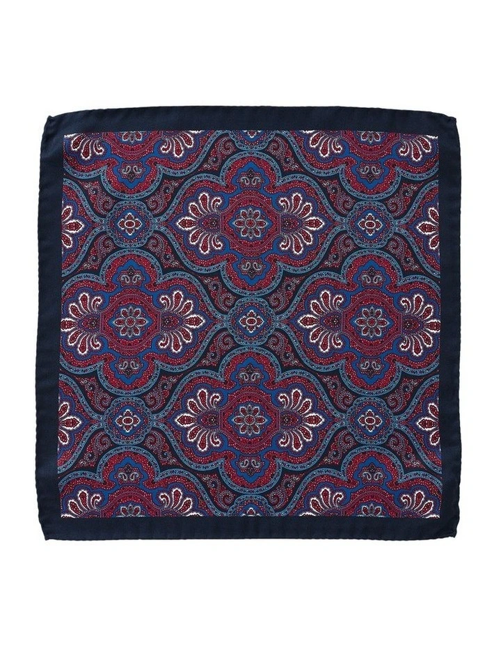 Coral Paisley Silk Pocket Square in Red