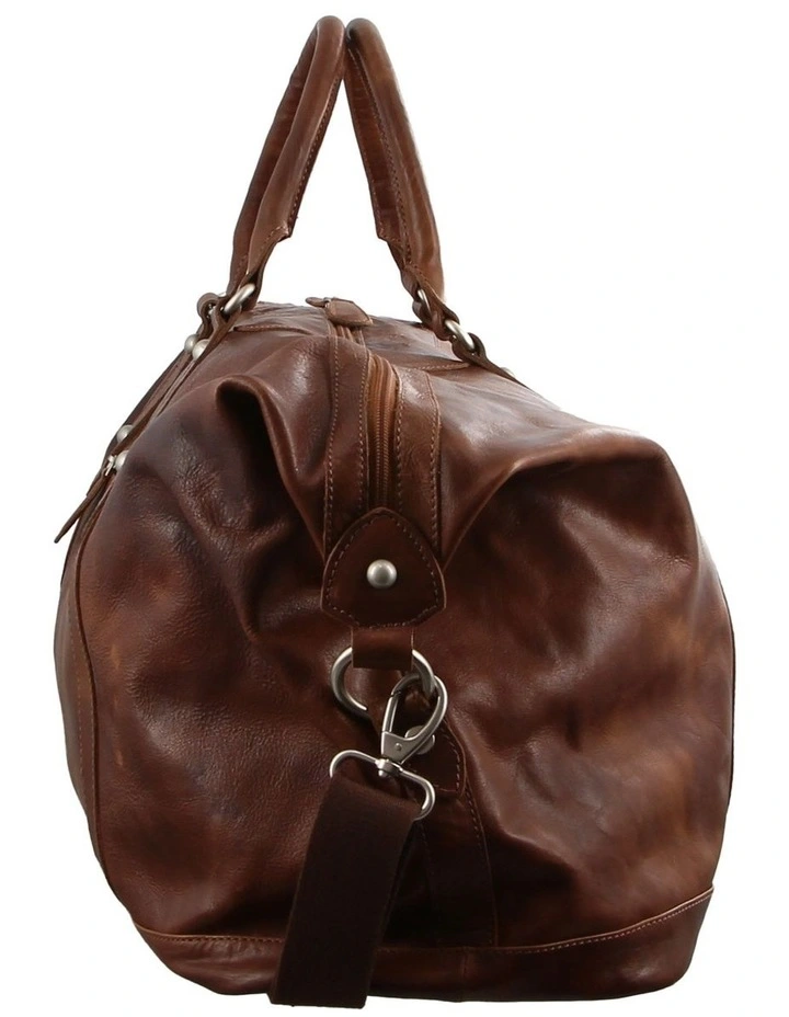 Rustic Leather Business/Overnight Bag in Cognac