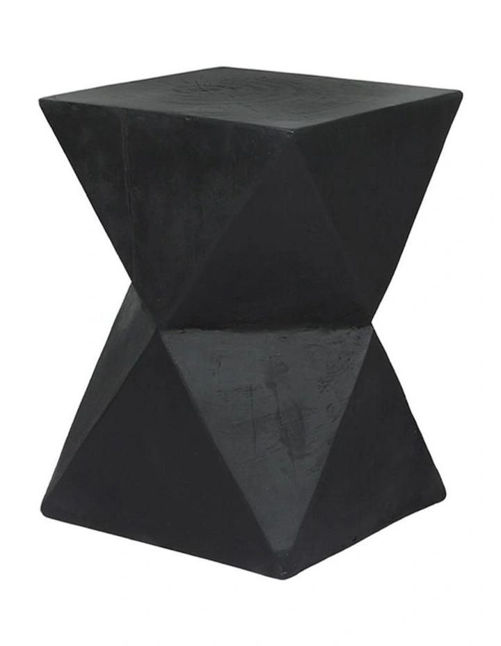 Terrazzo Geometric Shape Magnesia Concrete Side Table in Black