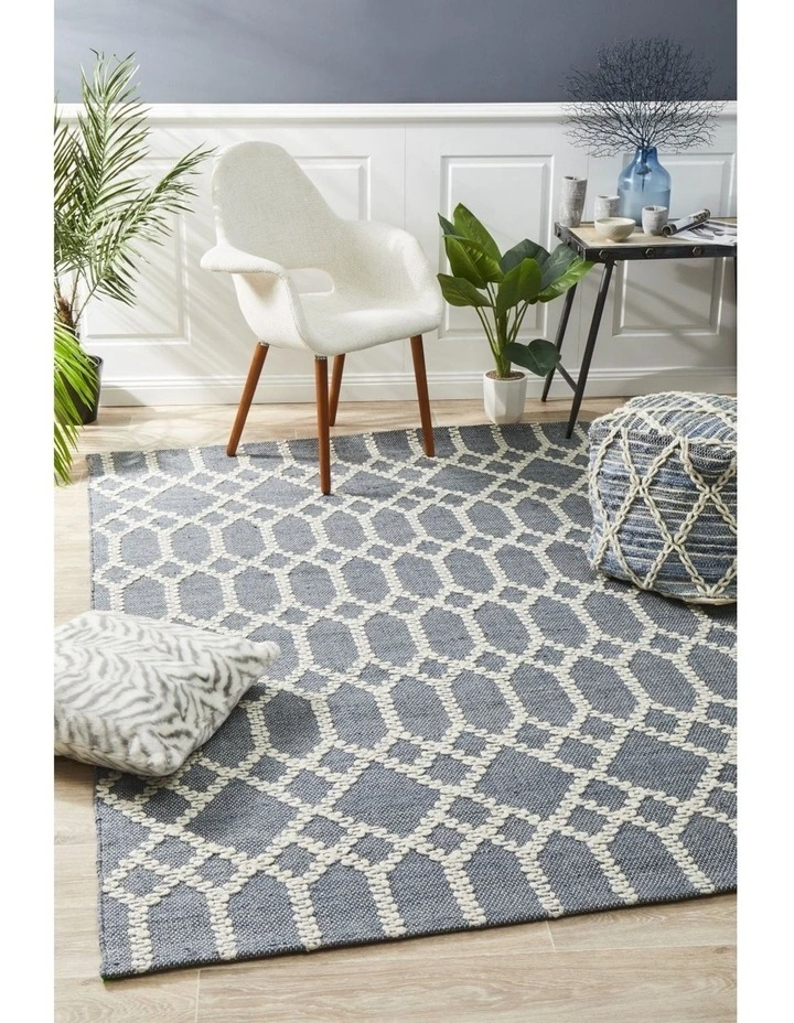 Krisha Tribal Trellis Rug Rustic Blue