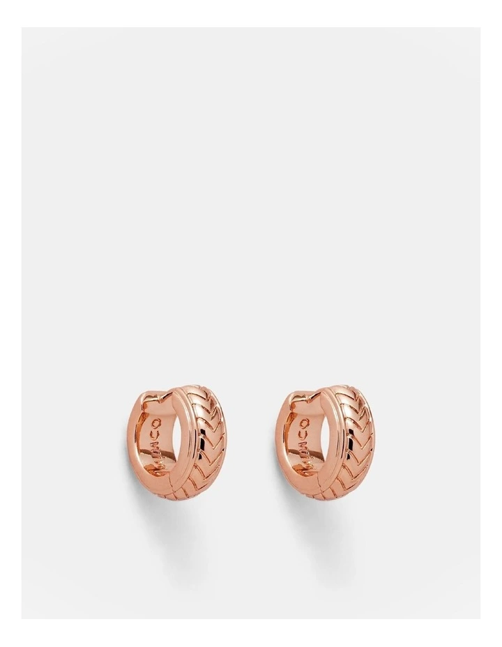 Tracked Huggie Hoop Earrings in Rose Gold