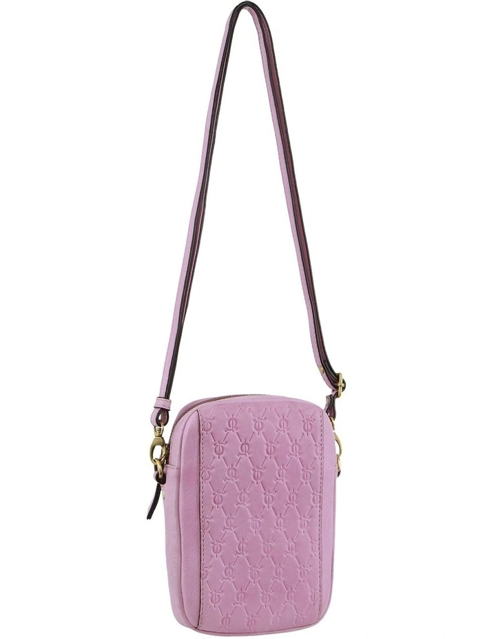 Leather Textured Design Phone Bag in Pink