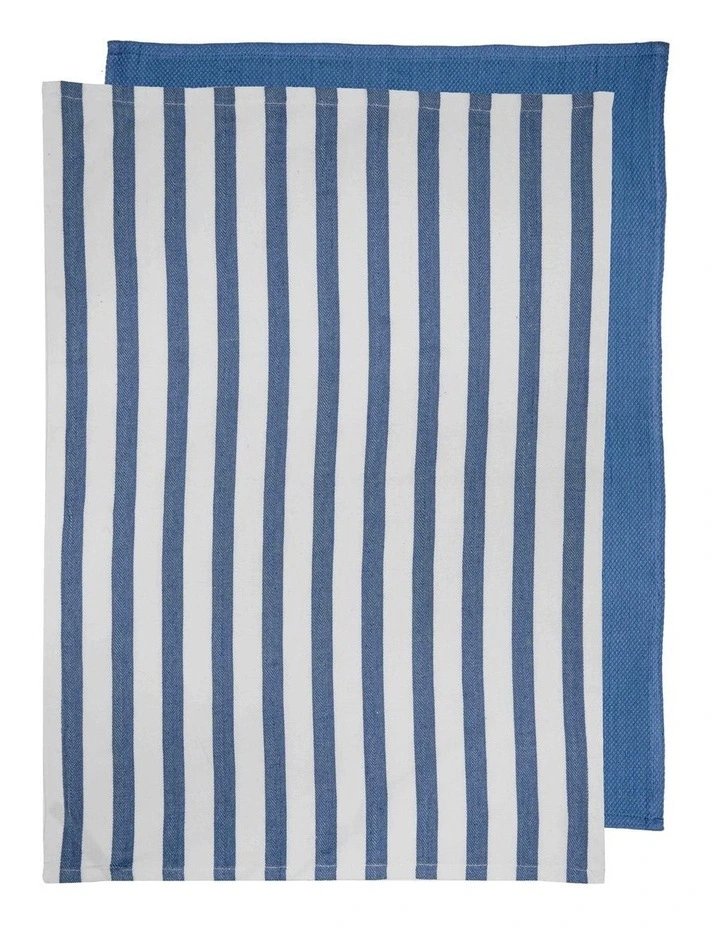 Raya Cotton Bamboo 2pk Kitchen Towel in Blue