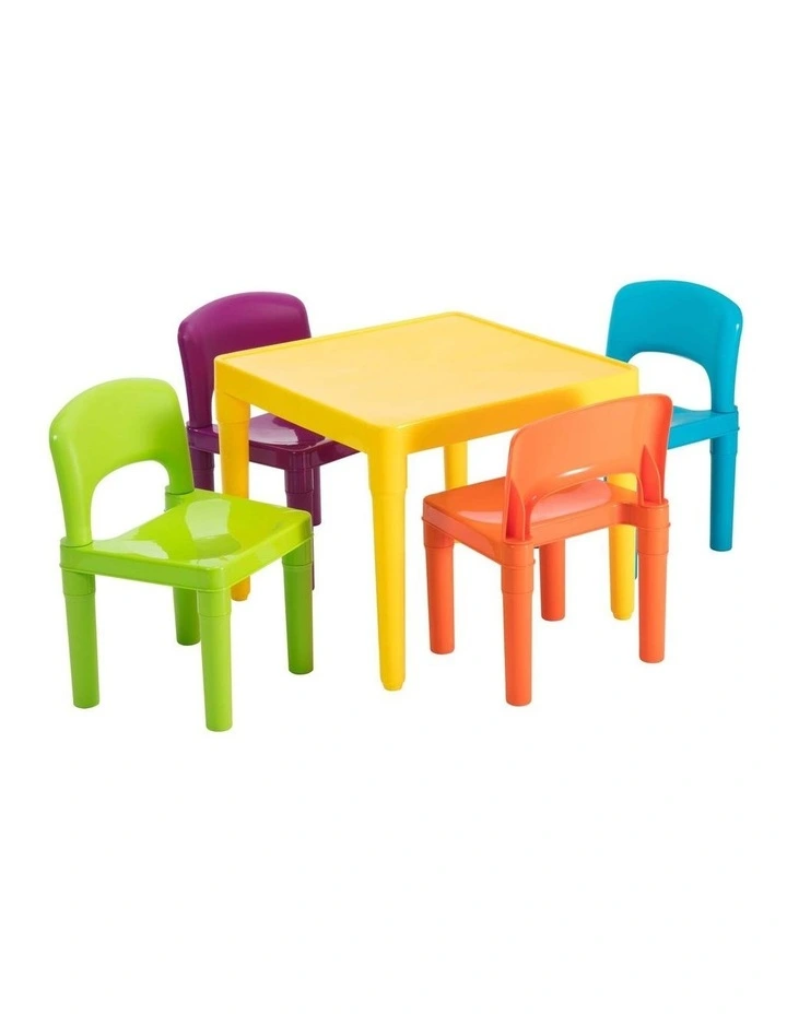 Kids Plastic 5-Piece Table & 4 Chairs Set in Multicoloured