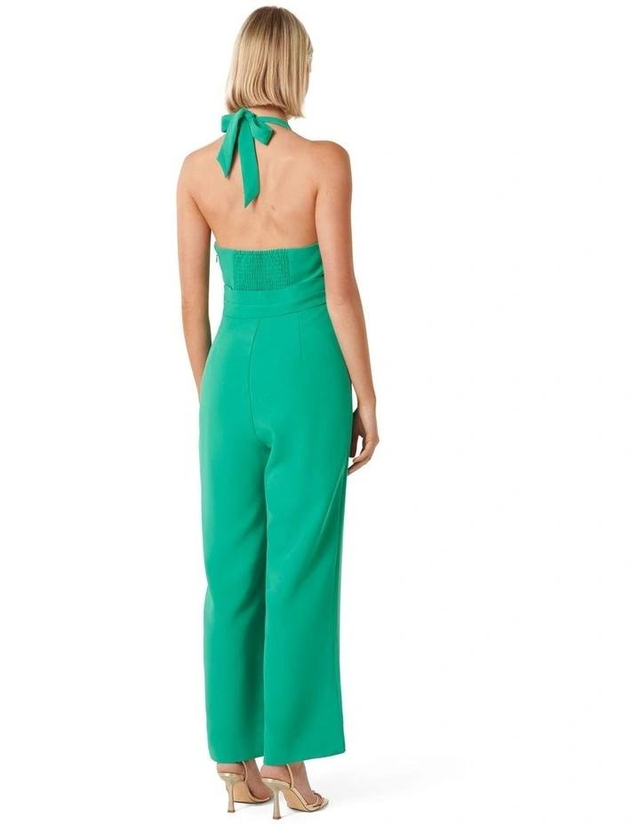 Sally Halter Neck Jumpsuit in Green