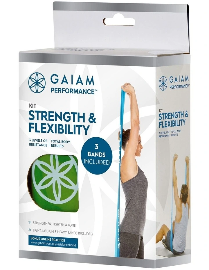 Strength and Flexibility Rubber Resistance Bands Kit Set of 3 in Multi