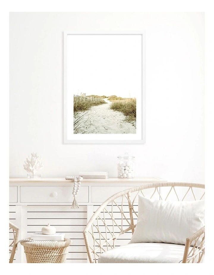Australian Made Sandy Path 2 Art Print A2 in White Frame