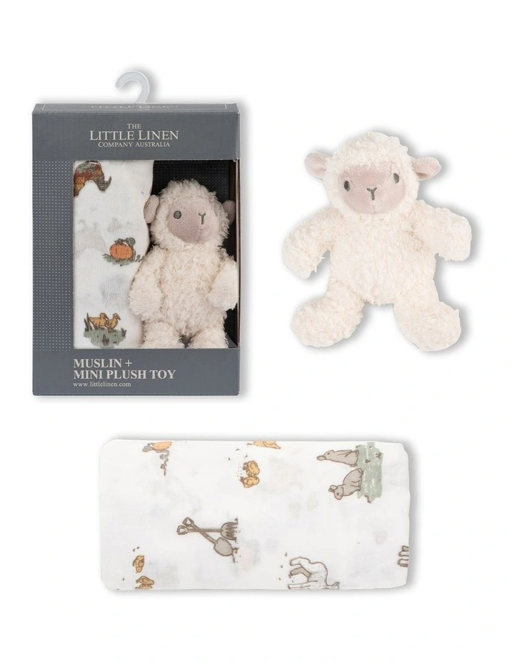 Farmyard Lamb Plush Toy And Muslin