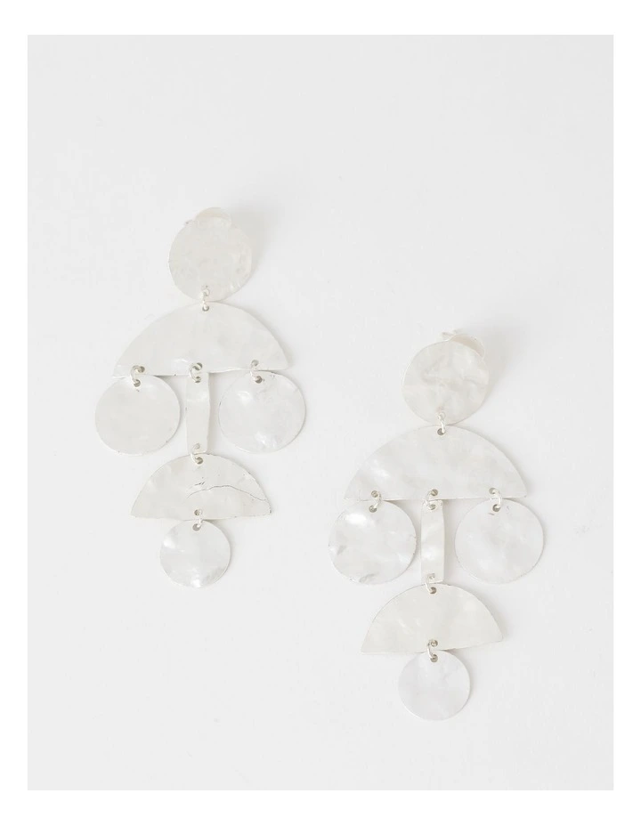 Multi Shapes Tiered Earring in Silver