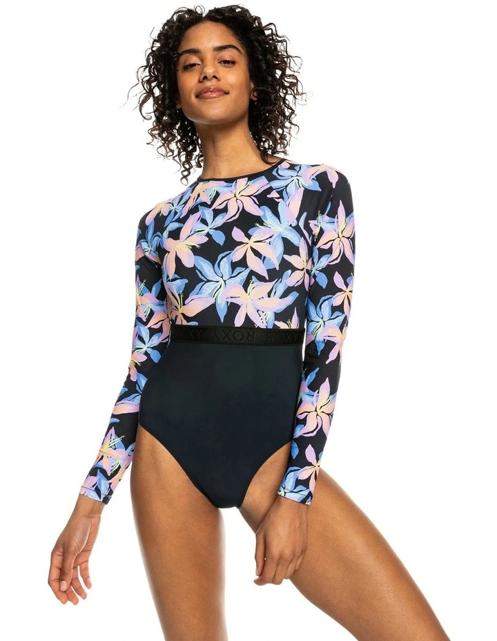 Active Long Sleeve One piece Swimsuit in Anthracite Kiss