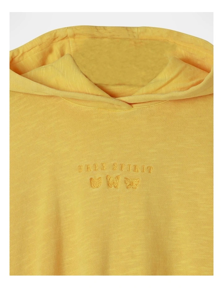 Cropped Fleece Hoodie in Mustard