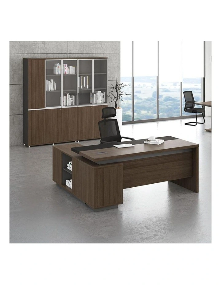 Carter Executive Office Desk Right Return 180cm Coffee Charcoal