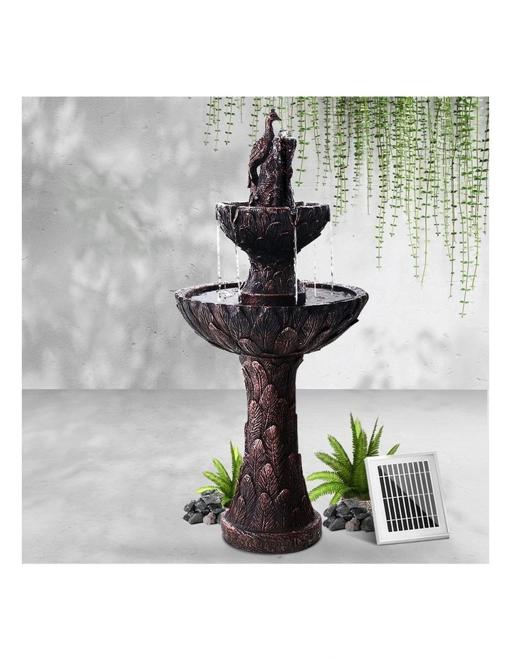 Gardeon Water Solar Fountain Outdoor Bird Bath Peacock Cascading