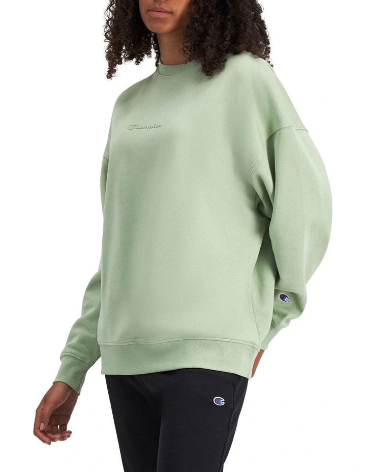 Script Tonal Crew Sweater in Cotton Minty Mia