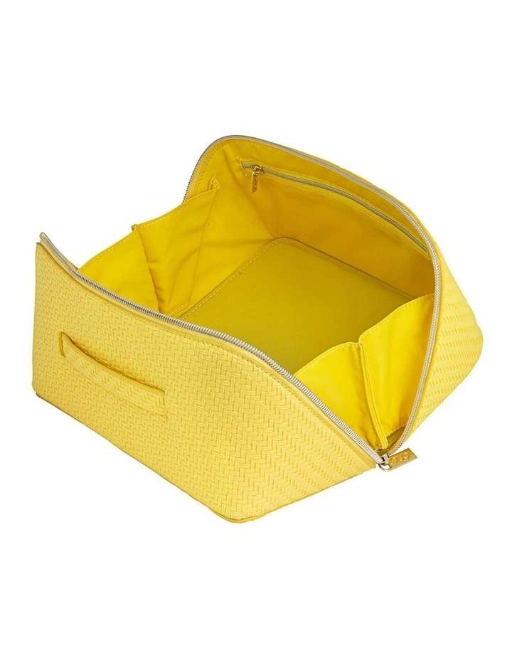 Herringbone Beauty Bag Large in Lemon