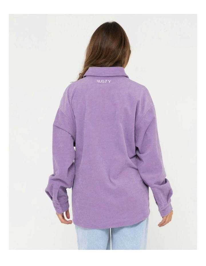 Chelsea Oversized Long Sleeve Cord Shirt in Purple