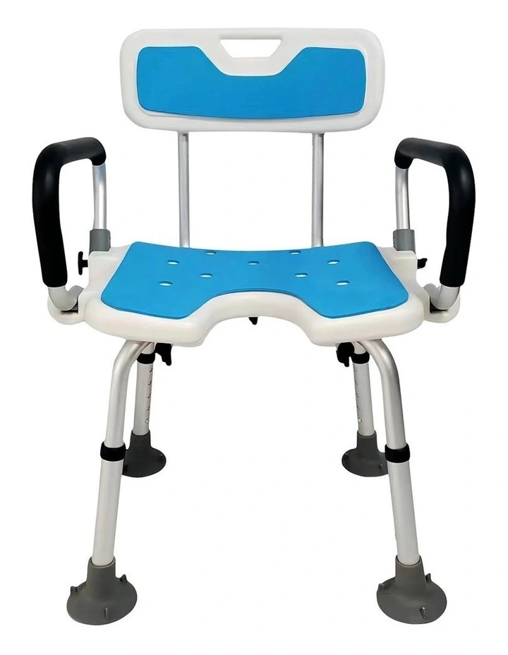 Shower Chair With Adjustable Armrests in Blue
