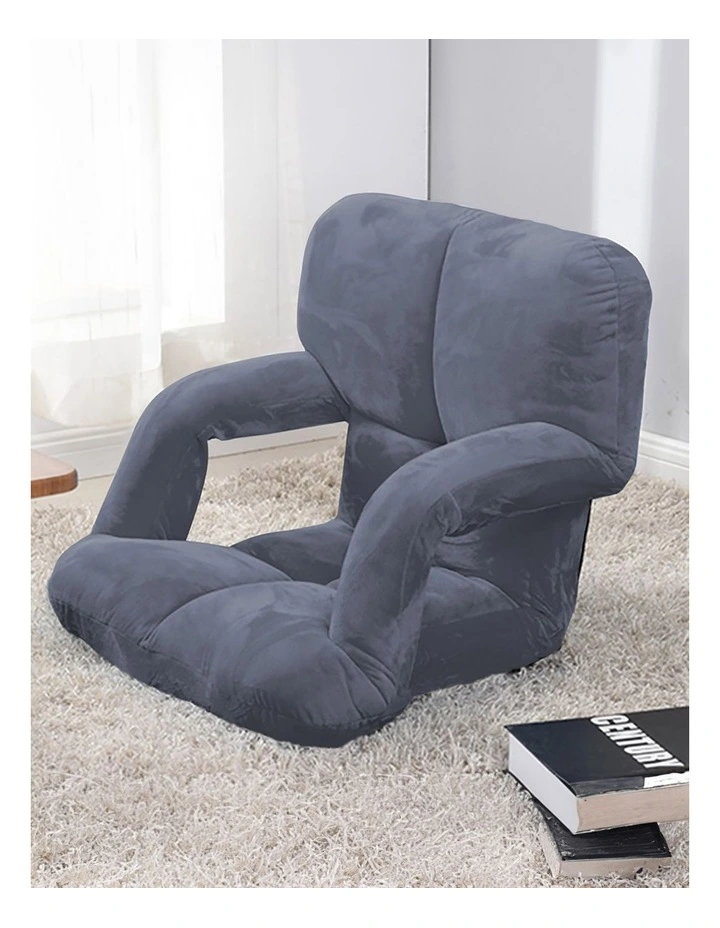 Foldable Lounge Cushion Adjustable Sofa in Grey
