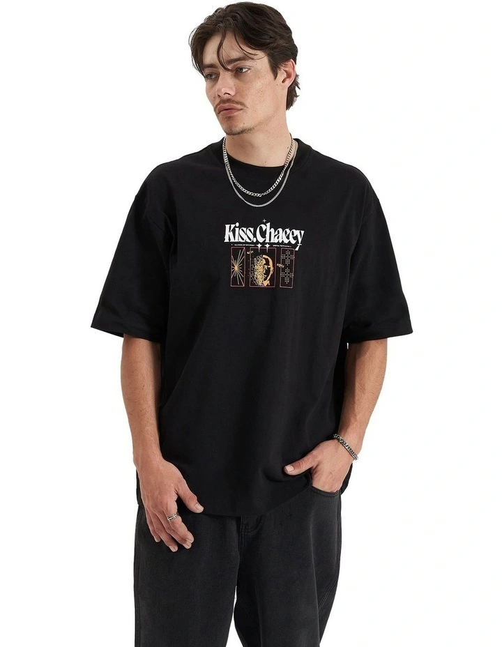 Framed Game Heavy Oversized Tee in Jet Black