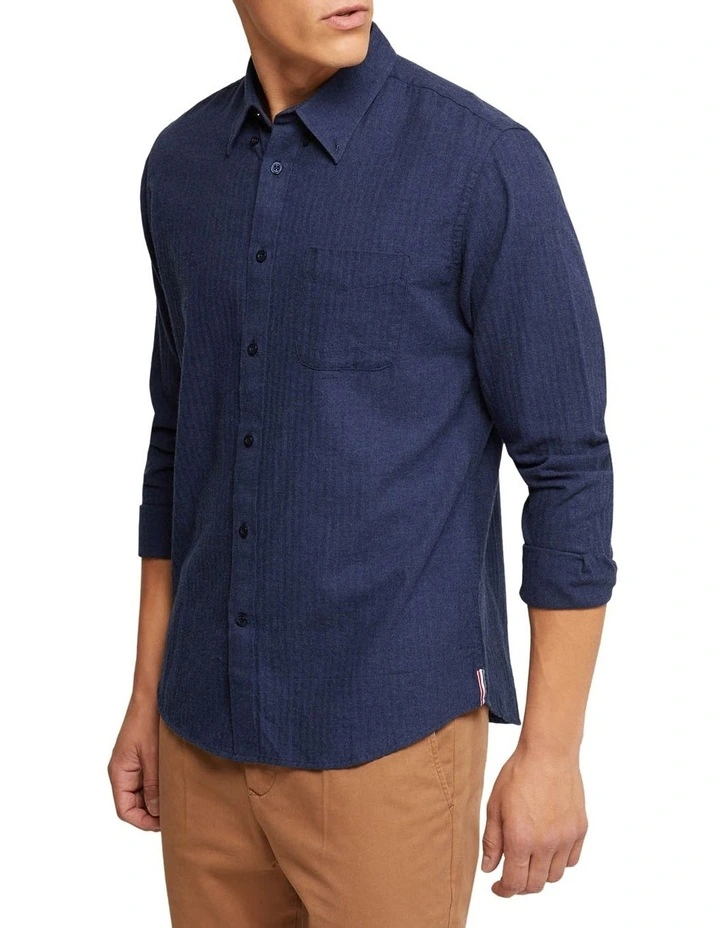 Portland Cotton Flannel Shirt in Blue