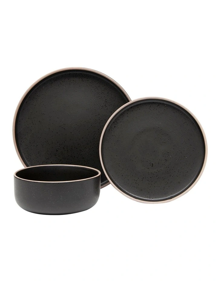 Hana 12 Piece Dinner Set in Black