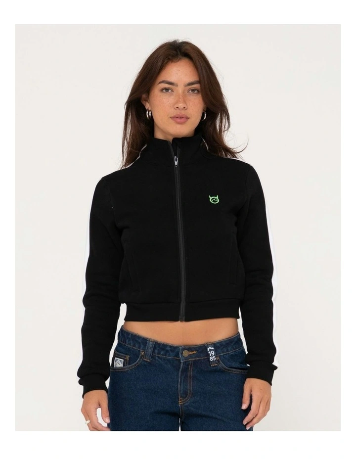 Norty Long Sleeve Zip Through Fleece in Black