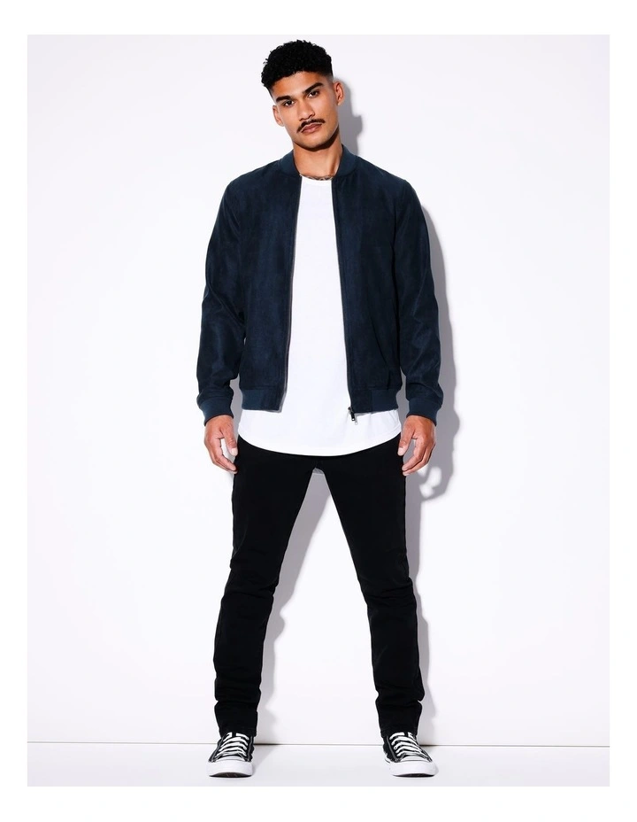 Travis Sueded Bomber Jacket in Navy