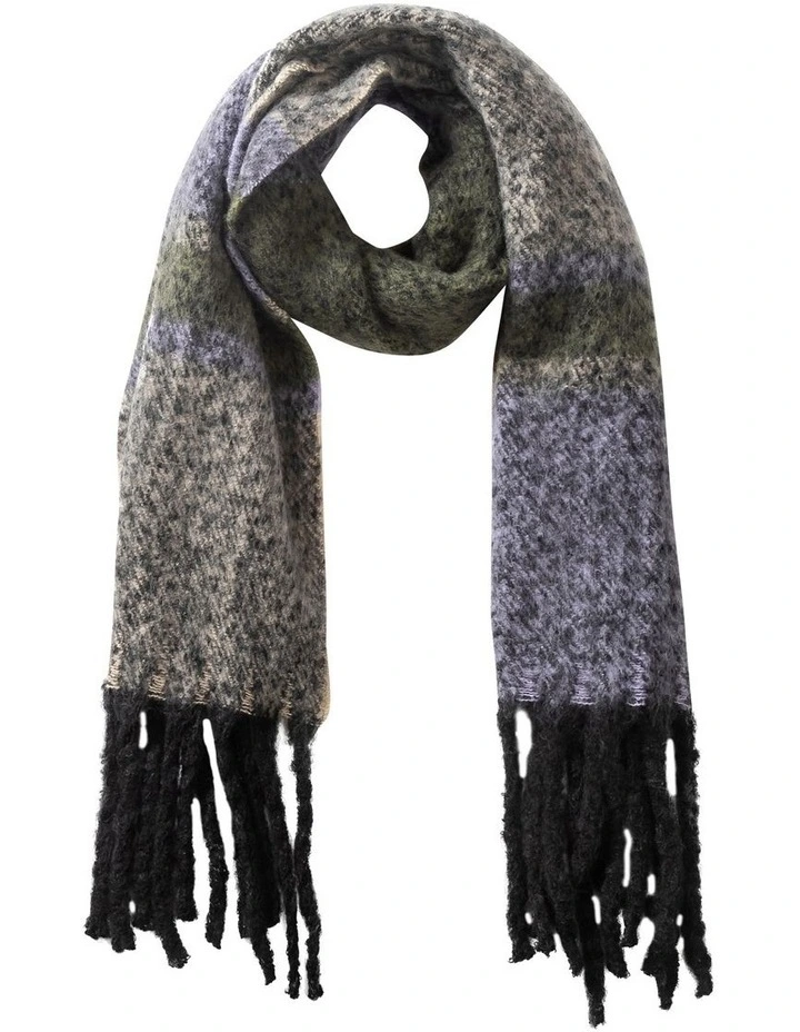 Chunky Stripe Winter Scarf in Khaki