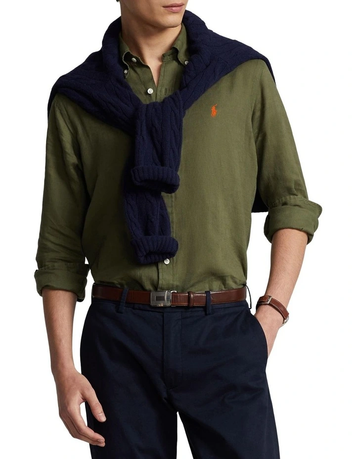Classic Fit Linen Shirt in Green