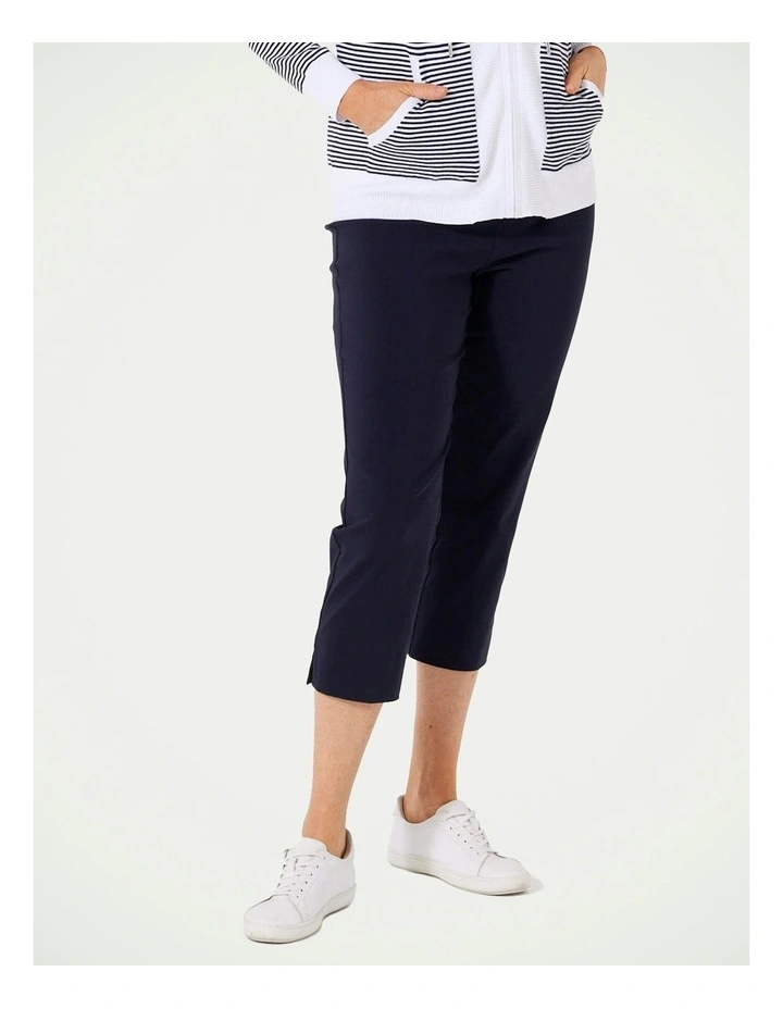 Chaucer Plain Hem Capri With Basque Pant in Navy