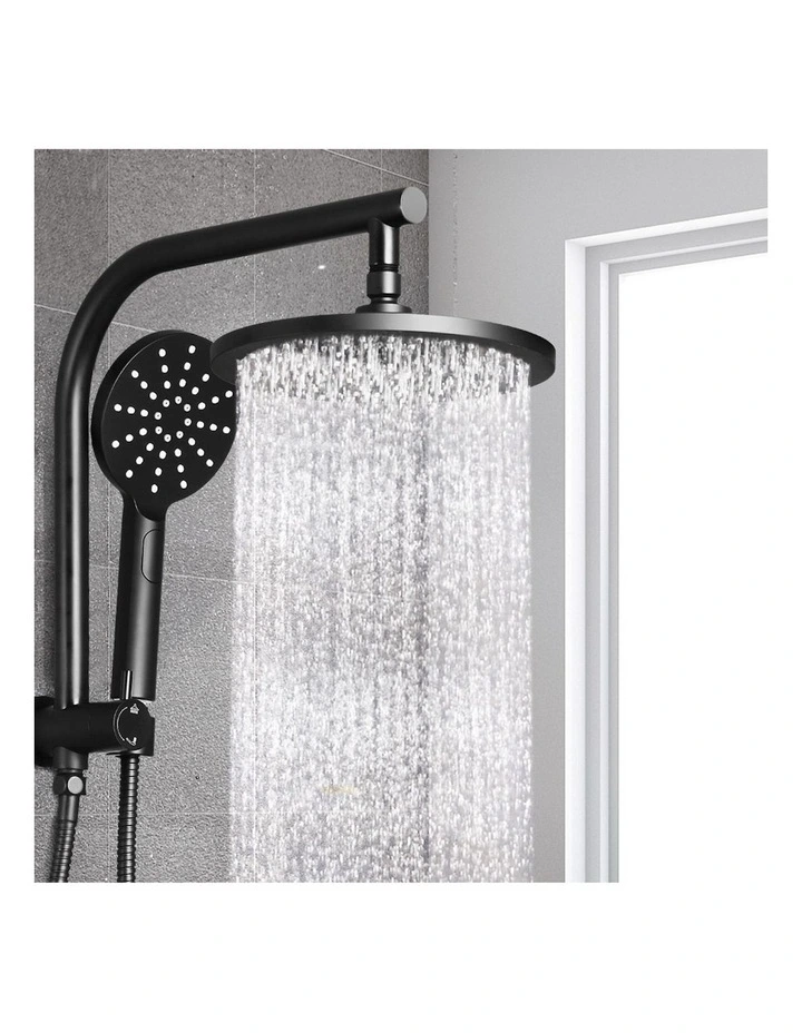 9 Inch Handheld Round High Pressure Rain Shower Head Set Black