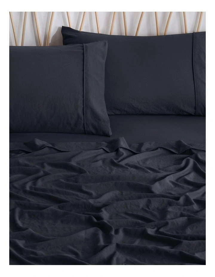 Superfine Washed Microfibre Sheet Set in Navy
