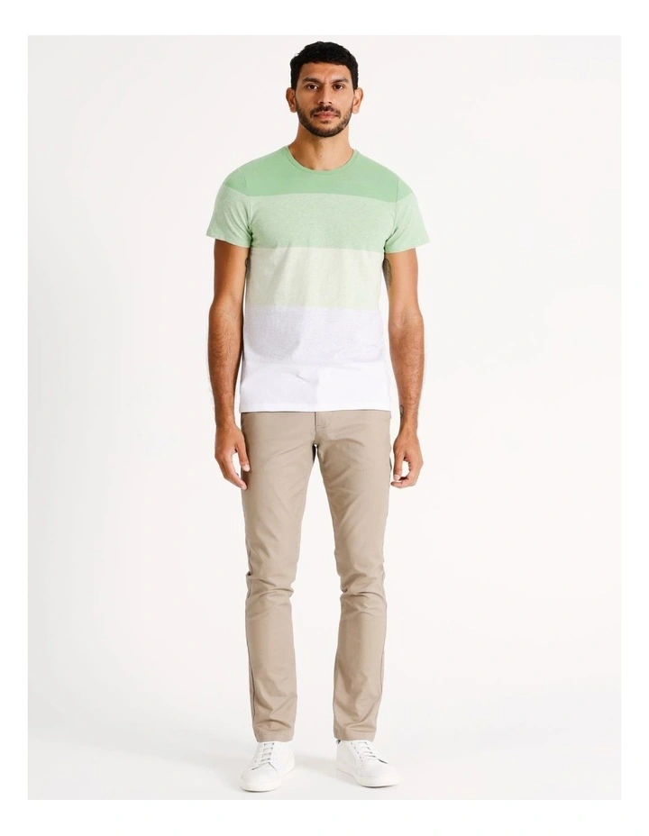 Sahara Block Stripe Slim Fit Tee in Green