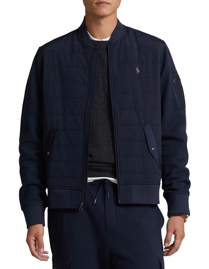 Hybrid Bomber Jacket in Navy