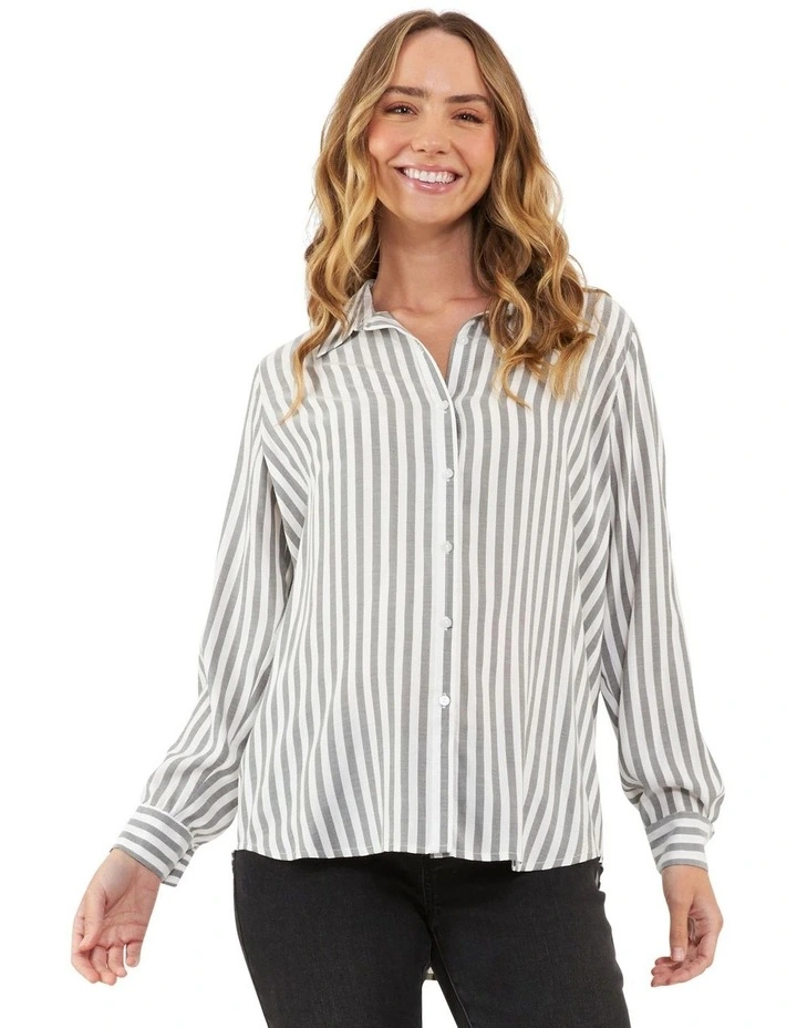 Lou Stripe Shirt in Black/White