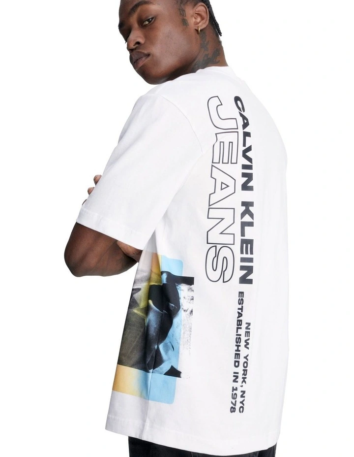 Layered Photoprint Tee in Bright White