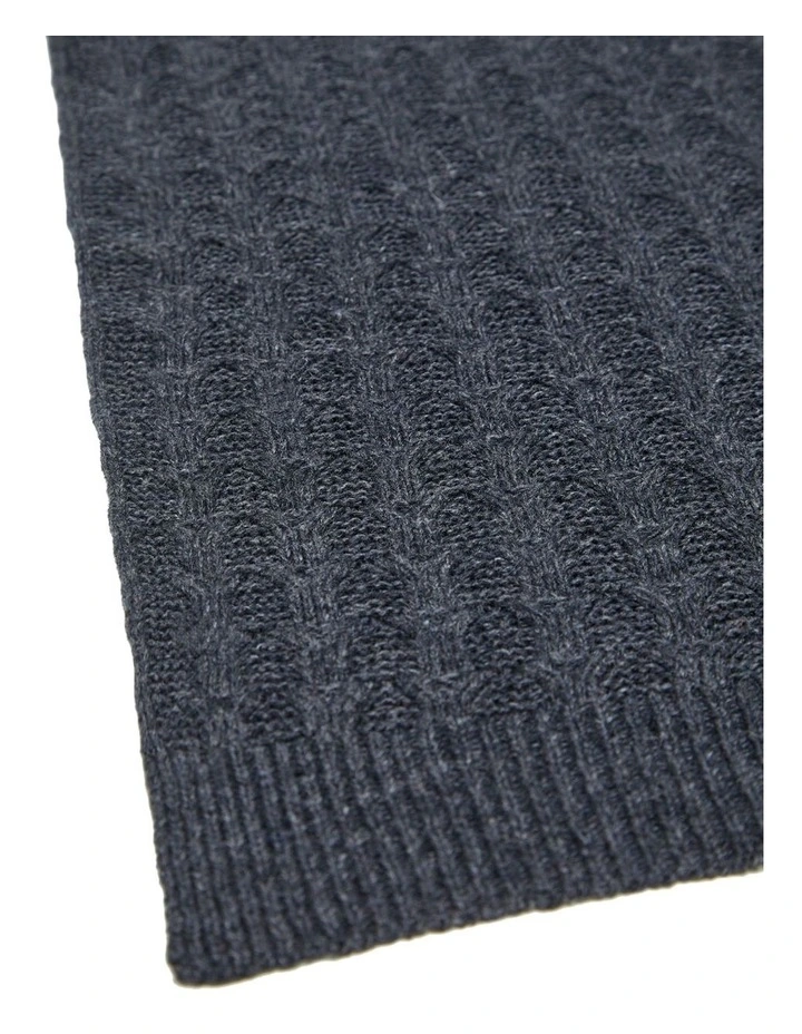 Felix Cable Knit Scarf in Charcoal