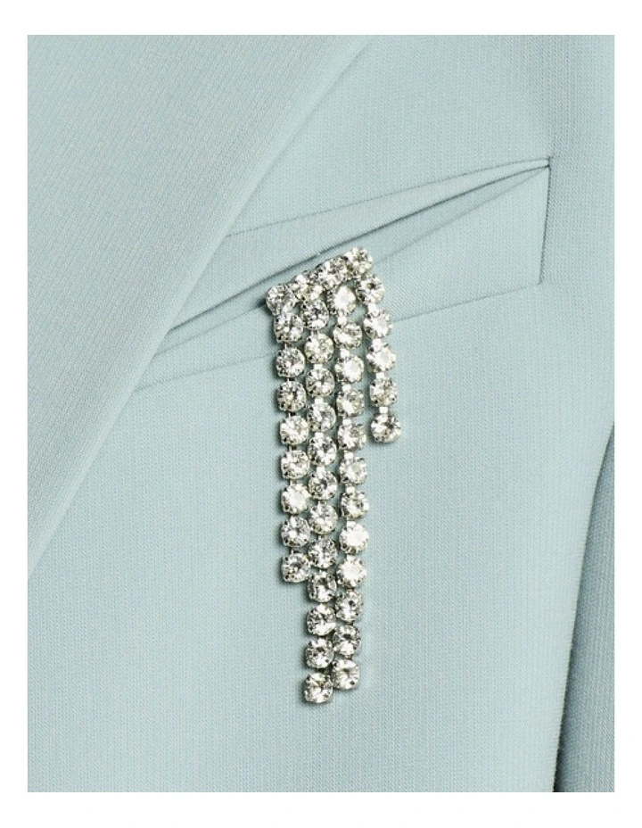 Crystal Fringe Brooch in Silver