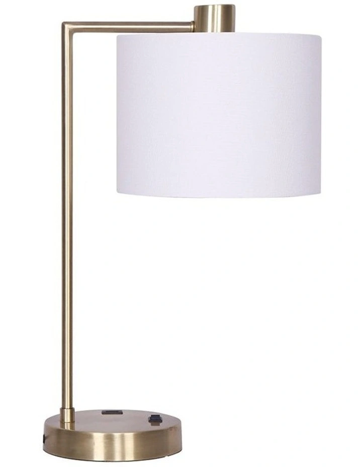 Metal Task Lamp With USB Charging Port Antique Brass Finish