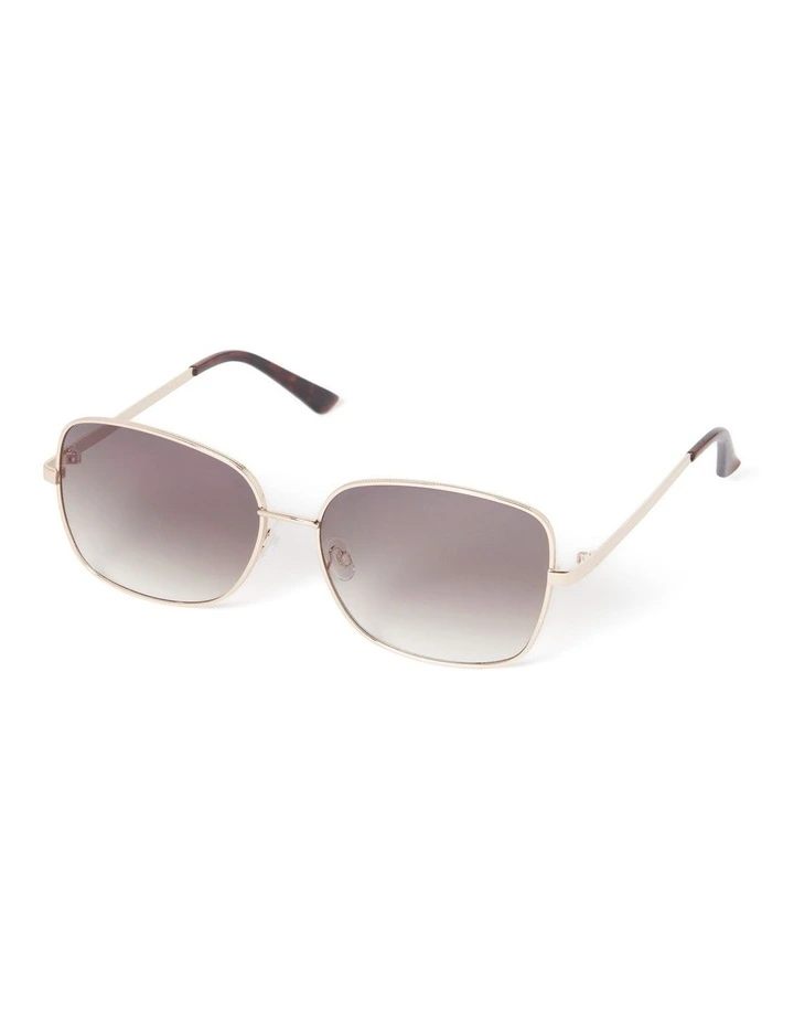 Lillian Square Metal Frame Sunglasses in Gold
