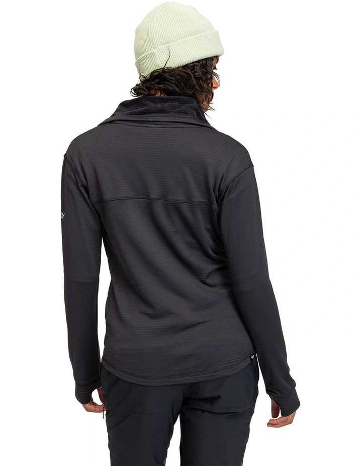 Zip-Up Fleece Sweater in True Black