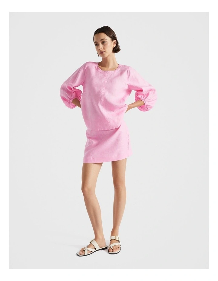Core Linen Mini Skirt in Pink
