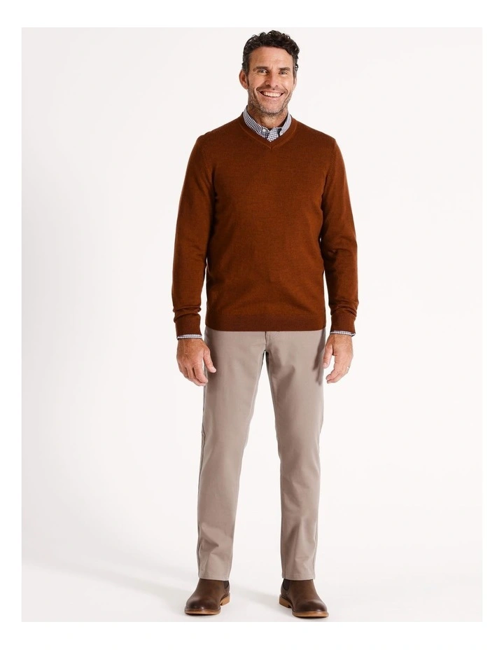 Australian Merino V-Neck Knit in Copper